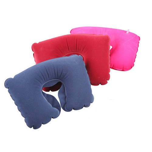 Подушка надувная с вырезом под голову (35*25) цв.красный F 8052  фото 1