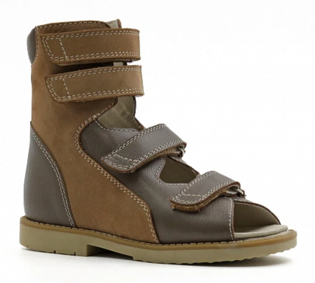 Сандалии ортопедические с высоким берцем детские Ортомода 21831-Х-002, цвет коричневый фото 1